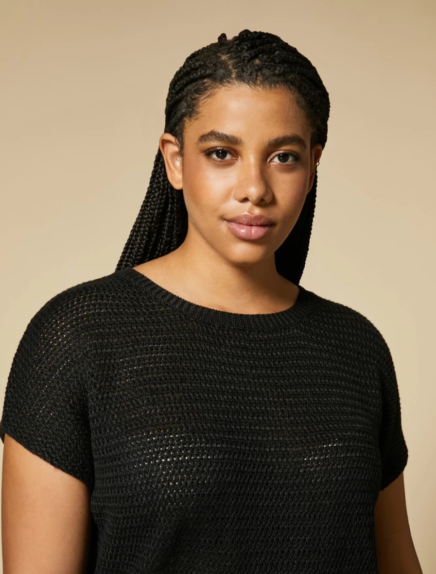 "Marina Rinaldi Women's Black Linen Sweater"