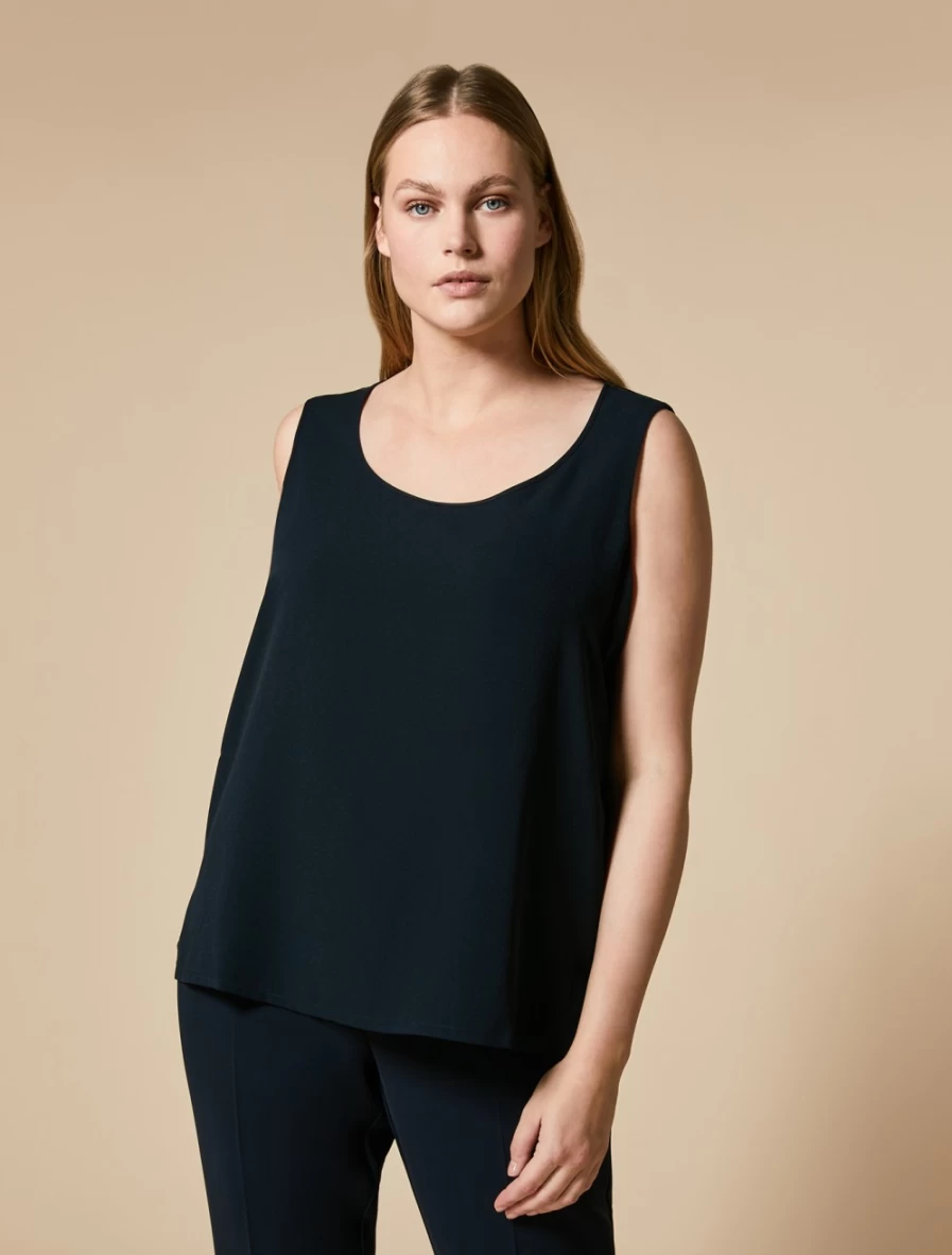Marina Rinaldi Women's Flowing Top in Dark Navy - Elegant Blouse for Casual Wear