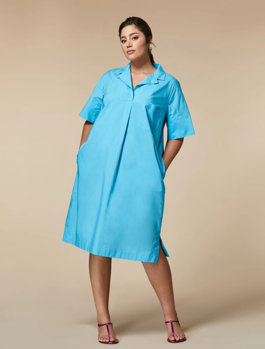 "Marina Rinaldi Women's Ski Blue Cotton Poplin Dress"