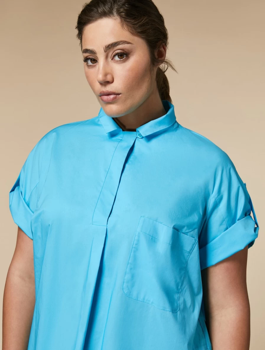 "Marina Rinaldi Women's Ski Blue Cotton Poplin Dress"