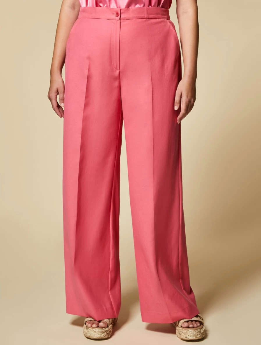 Marina Rinaldi Women's Red Viscose Trousers - Comfortable & Stylish