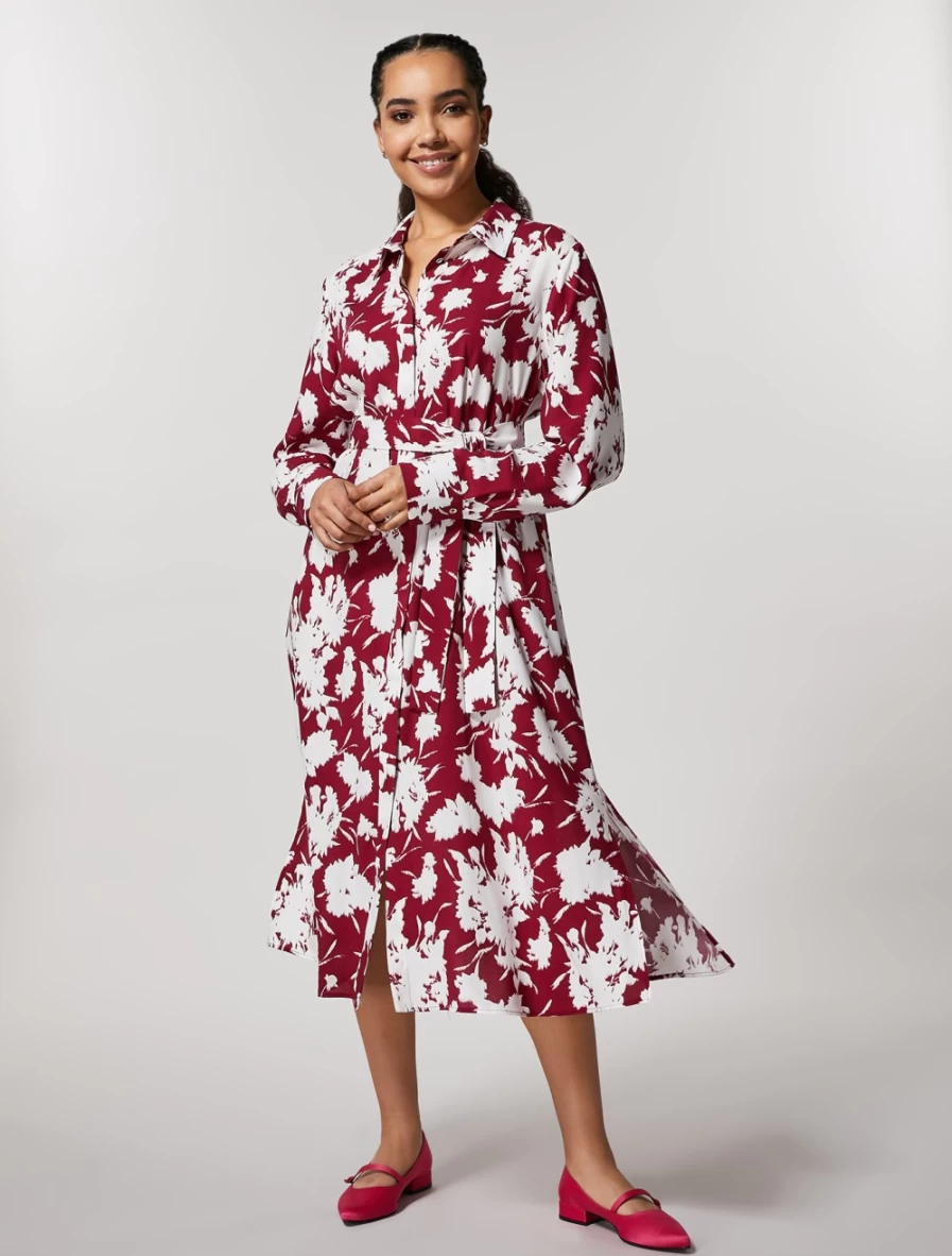 Marina Rinaldi Women's Bordeaux Printed Shirt Dress