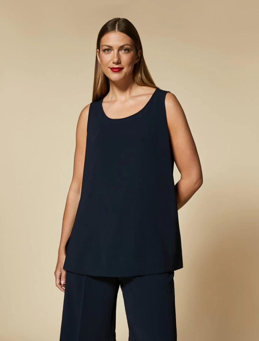 "Marina Rinaldi Women's Dark Navy Triacetate Blouse | Elegant Top"