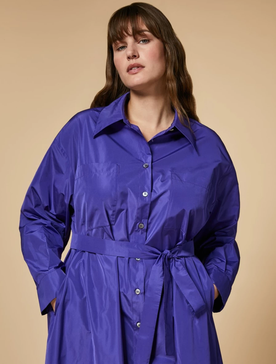 Marina Rinaldi Women's Purple Duchesse Shirt Dress Elegant Casual Wear