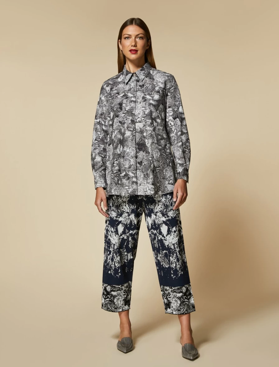 Marina Rinaldi Women's Black Two-Tone Jacquard Trousers