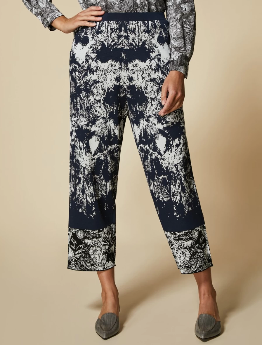 Marina Rinaldi Women's Black Two-Tone Jacquard Trousers