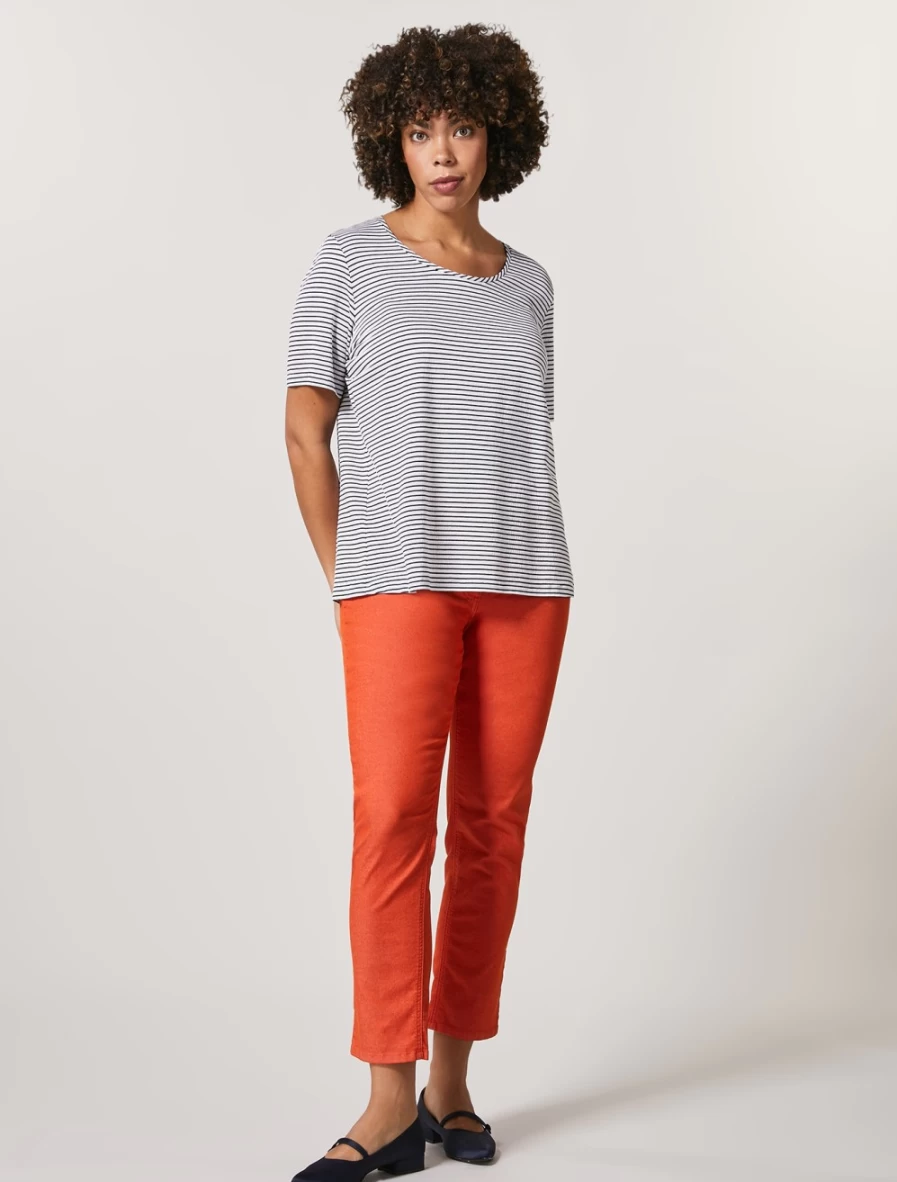 Marina Rinaldi Women's Orange Perfect-Fit Cotton Trousers | Comfortable & Stylish