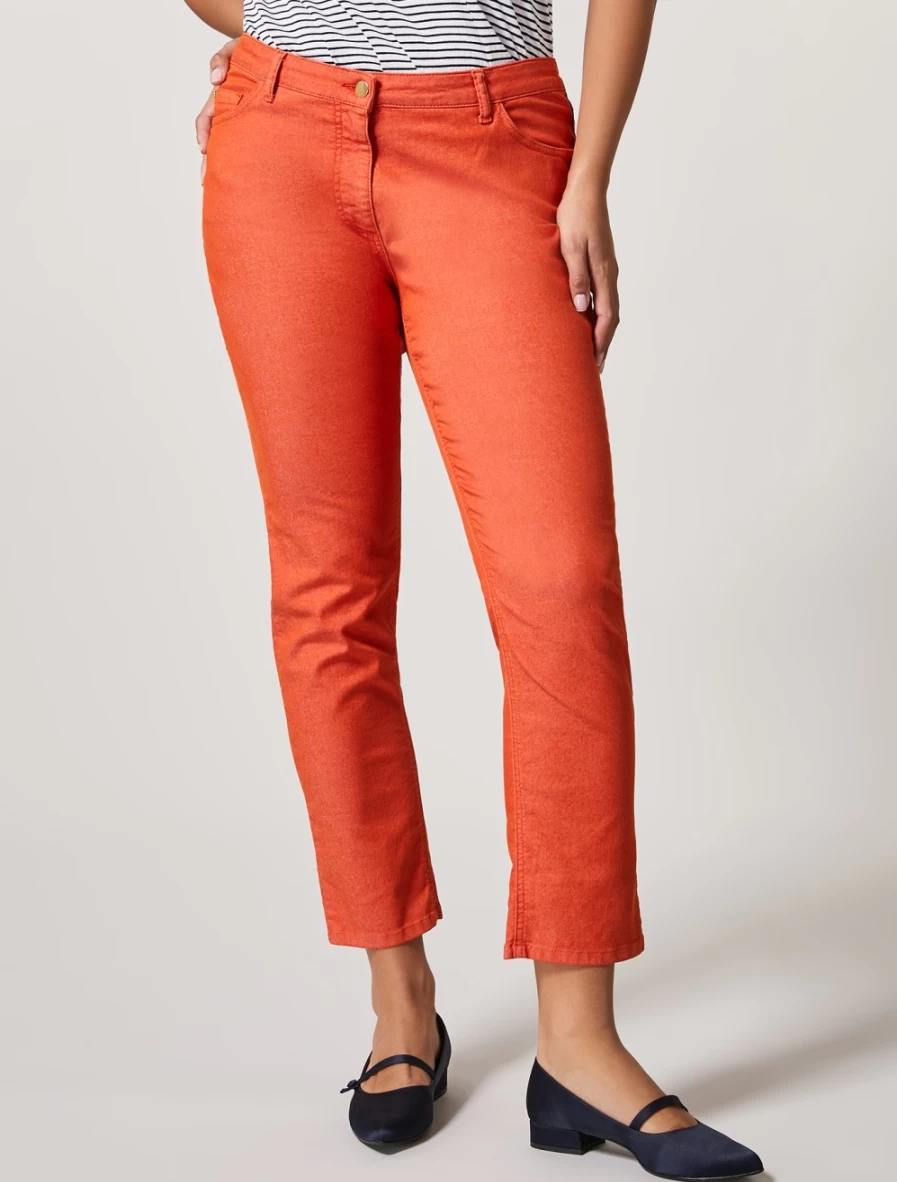 Marina Rinaldi Women's Orange Perfect-Fit Cotton Trousers | Comfortable & Stylish