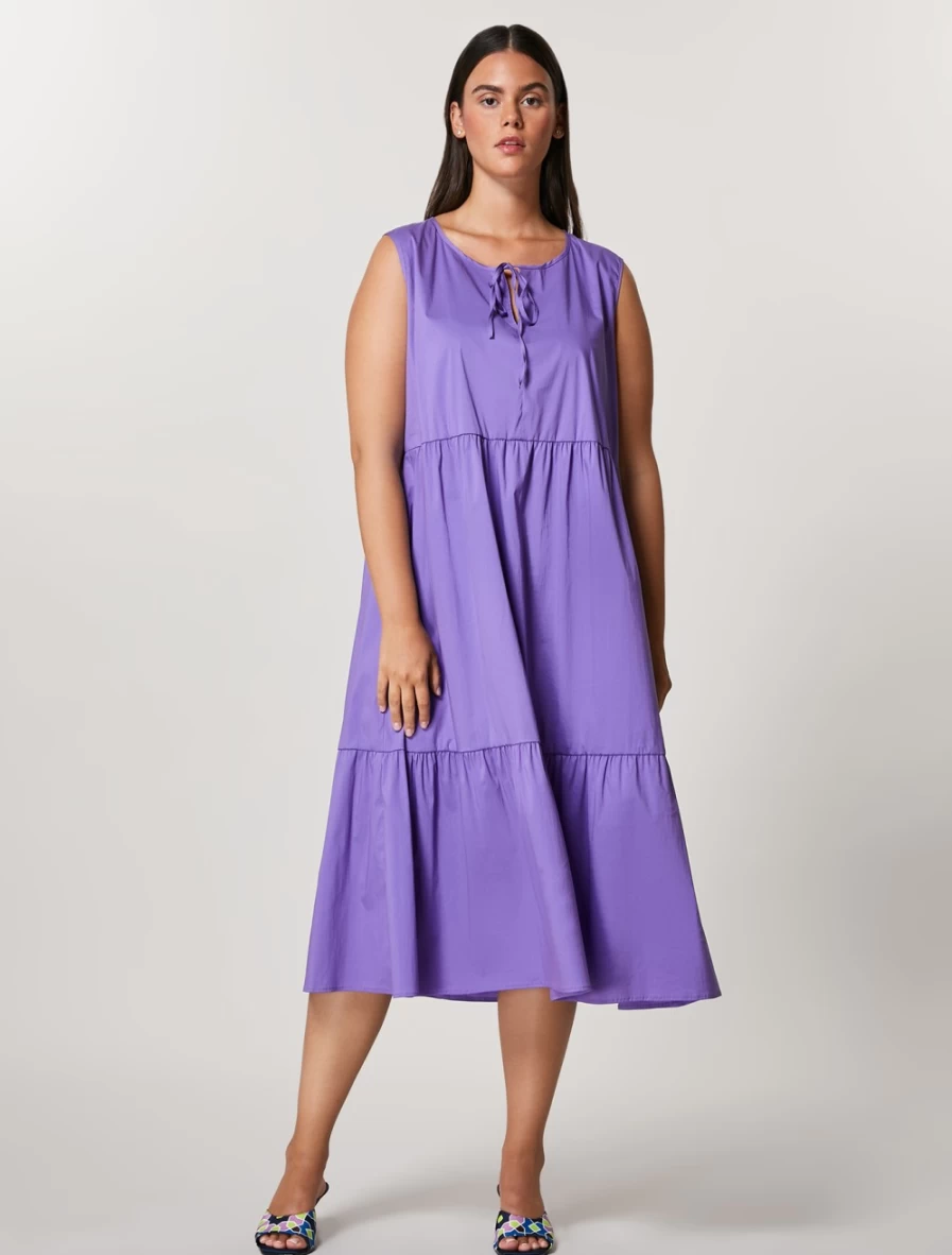 "Marina Rinaldi Women's Purple Stretch Cotton & Nylon Dress"