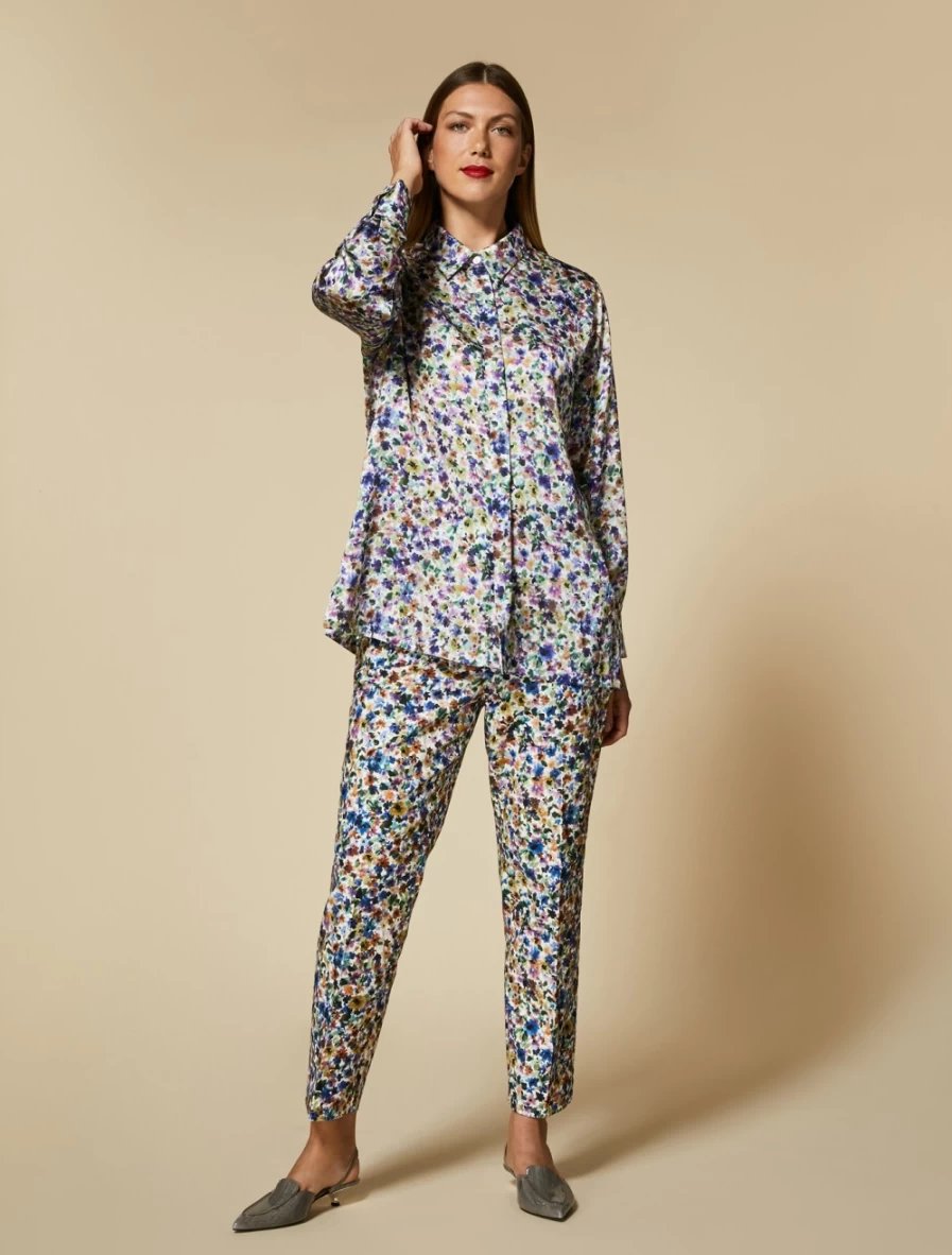 Marina Rinaldi Women's Wisteria Printed Cotton Trousers