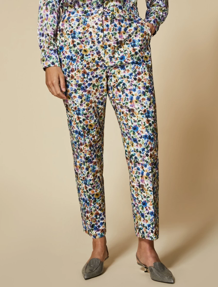 Marina Rinaldi Women's Wisteria Printed Cotton Trousers