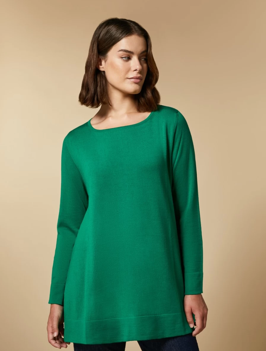 Marina Rinaldi Women's Green Pure Wool Jumper | Soft & Warm Knit Sweater