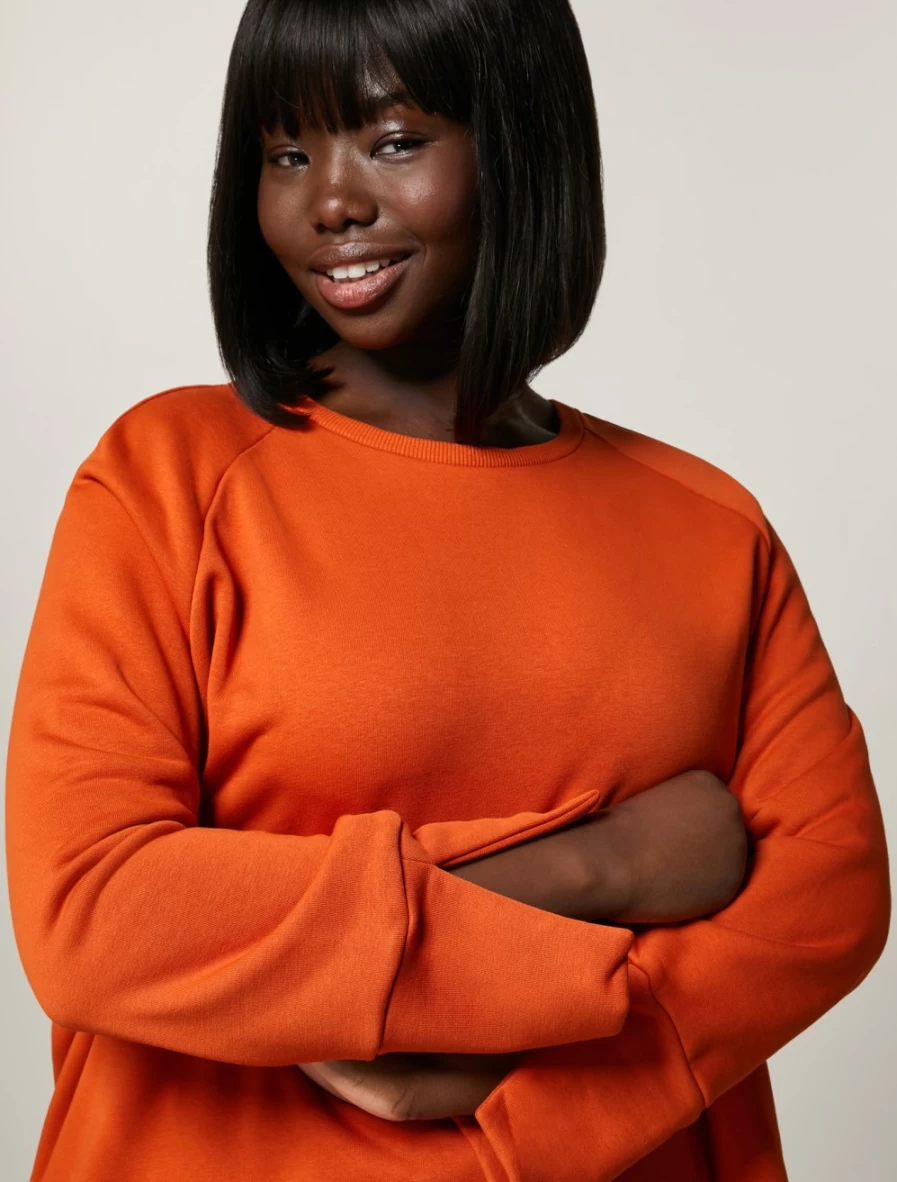 "Marina Rinaldi Women's Rust Cotton-Blend Sweatshirt | Soft Casual Pullover"