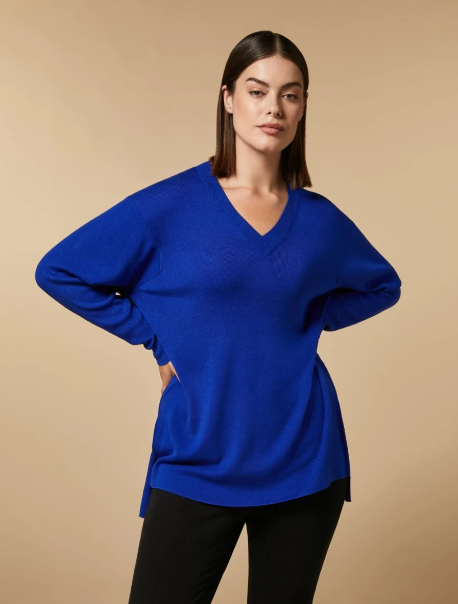 Marina Rinaldi Women's China Blue Viscose Knit Sweater