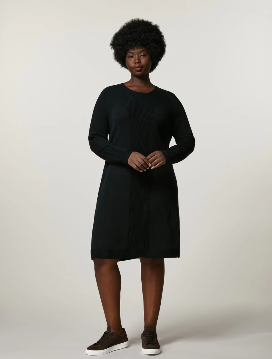 "Marina Rinaldi Women's Black Merino Wool-Blend Dress"