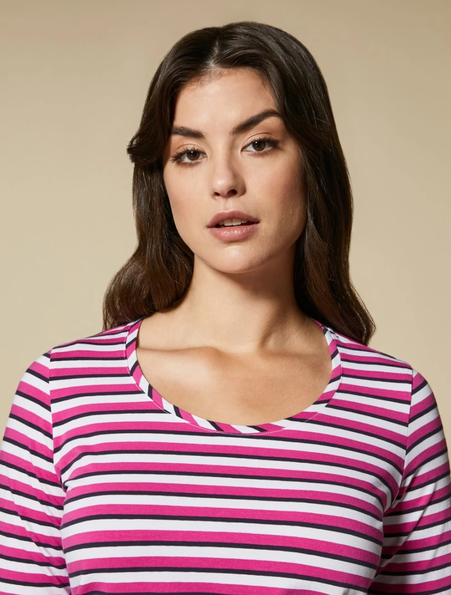 Marina Rinaldi Women's White Stretch Cotton Jersey T-Shirt - Soft Comfort Fit Top