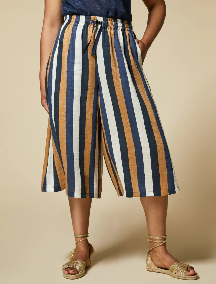 "Marina Rinaldi Women's Beige Linen-Blend Culottes – Comfortable & Stylish"