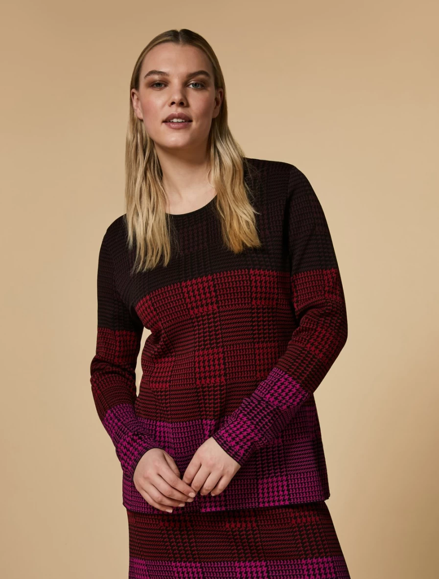 Marina Rinaldi Women's Bordeaux Prince Of Wales Check Jumper