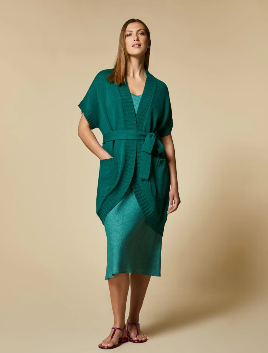 Marina Rinaldi Women's Dark Green Cotton Gilet Vest