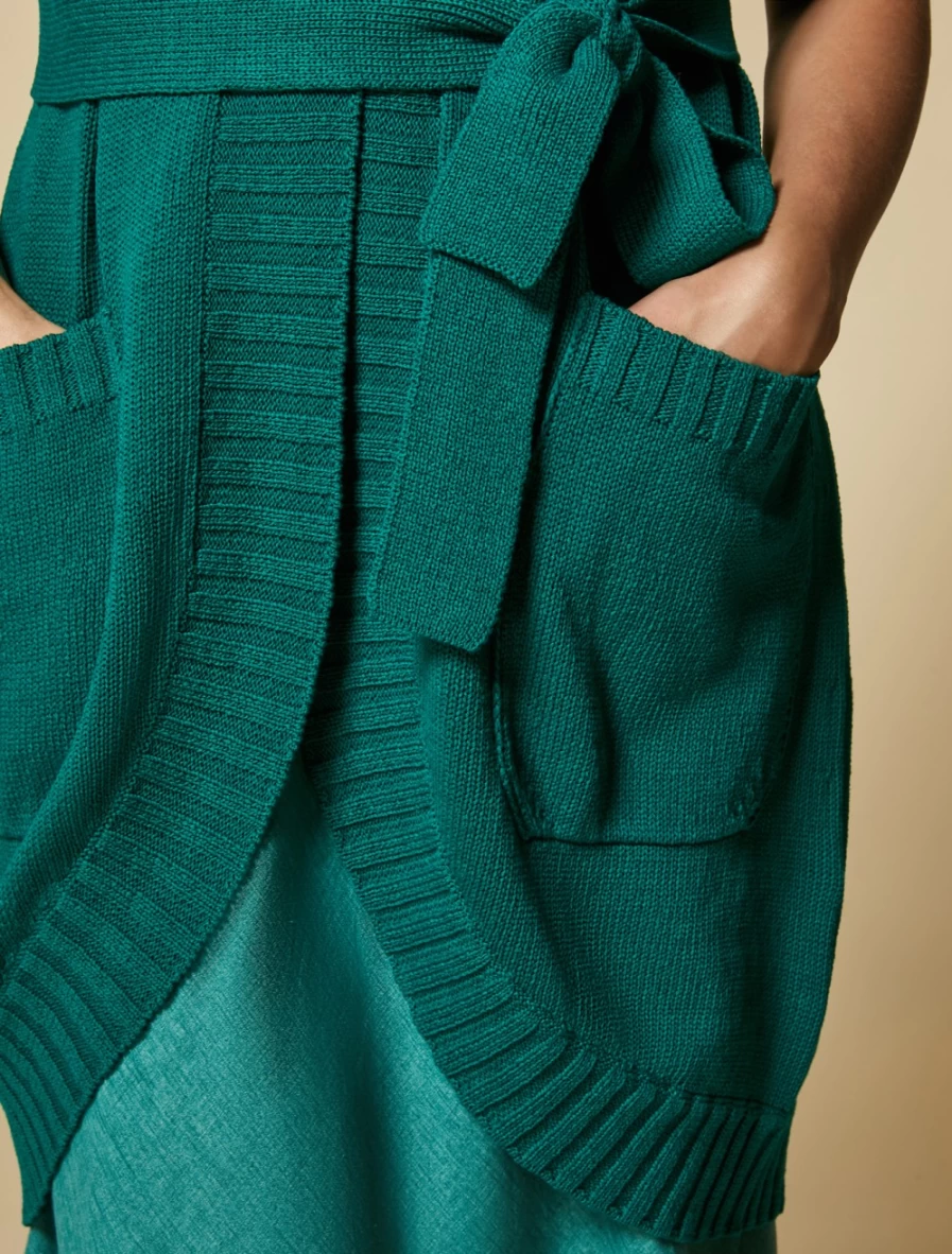 Marina Rinaldi Women's Dark Green Cotton Gilet Vest