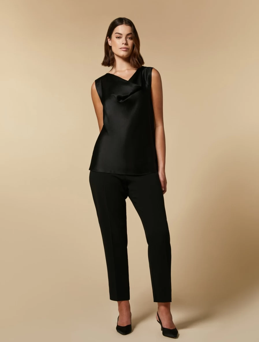 "Marina Rinaldi Women's Black Slim-Fit Triacetate Trousers"