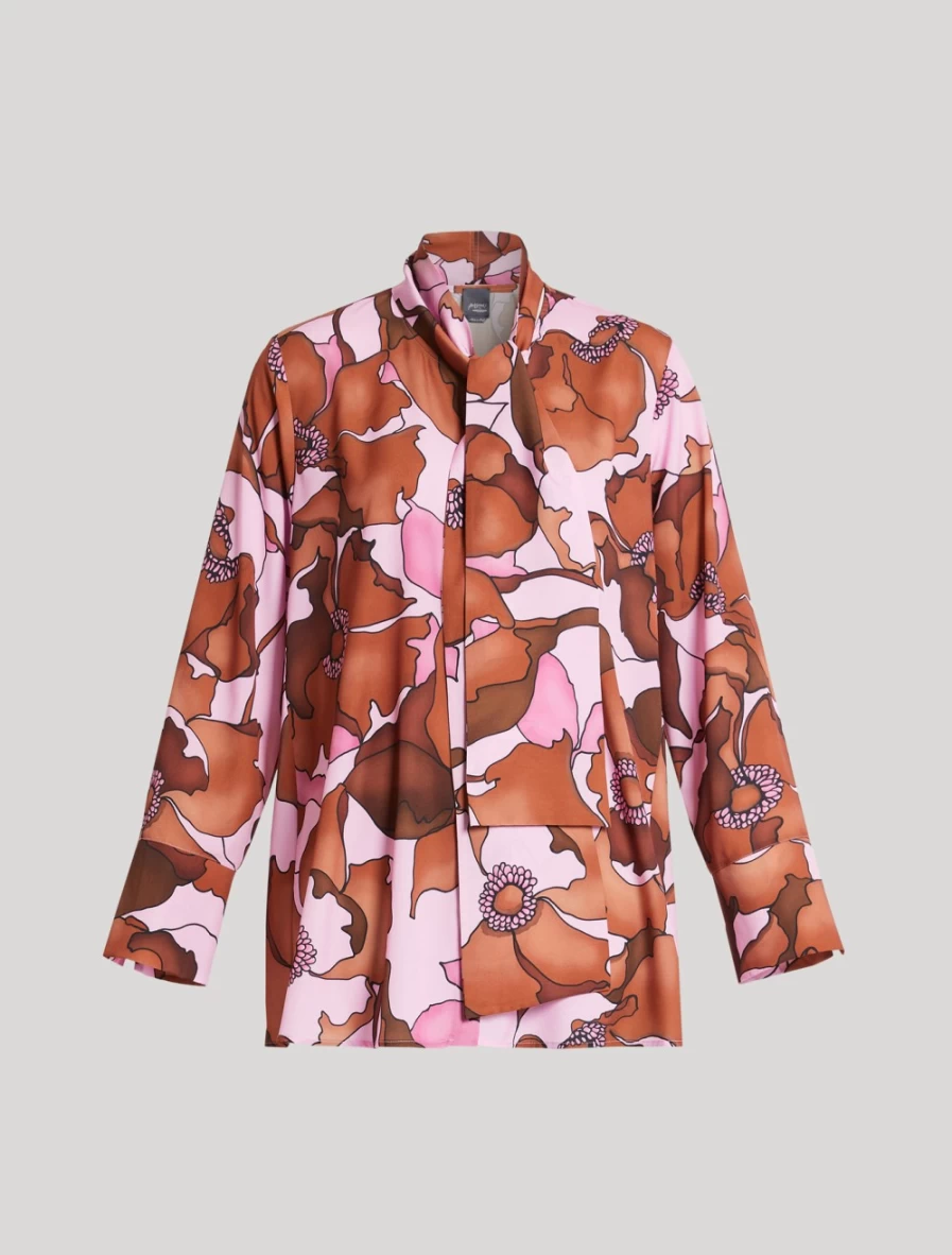"Marina Rinaldi Women's Fuchsia Printed Crepe De Chine Tunic"