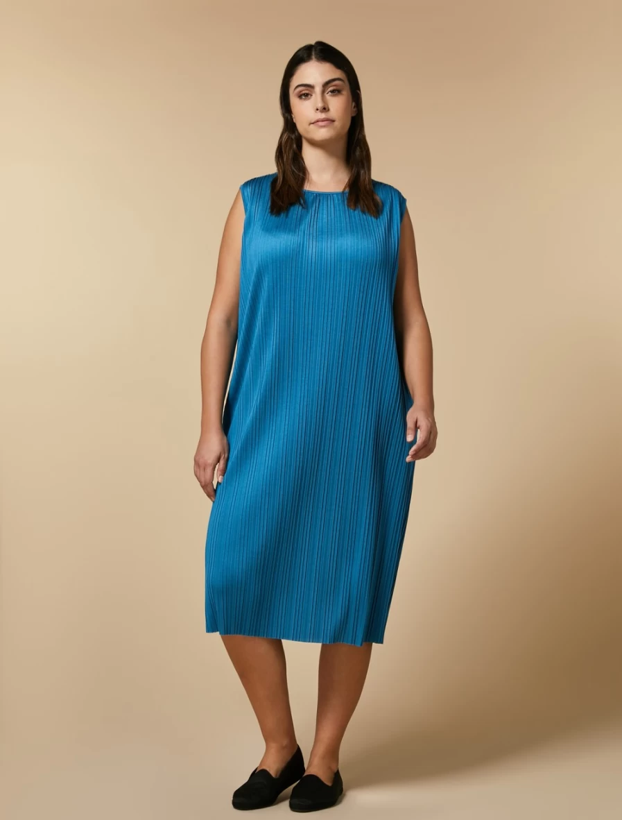 Marina Rinaldi Women's Turquoise Pleated Jersey Dress