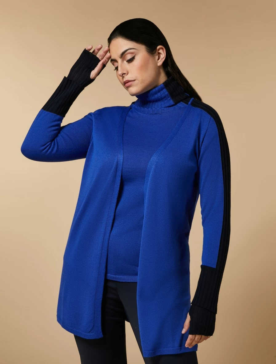 "Marina Rinaldi Women's China Blue Wool-Blend Cardigan | Soft Knit Sweater"