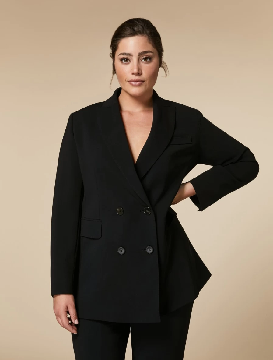 Marina Rinaldi Women's Black Triacetate Blazer for Elegant Office Wear