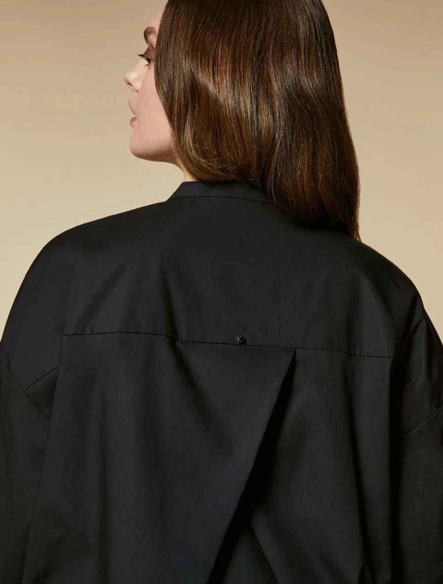"Marina Rinaldi Women's Black Cotton Poplin Shirt"