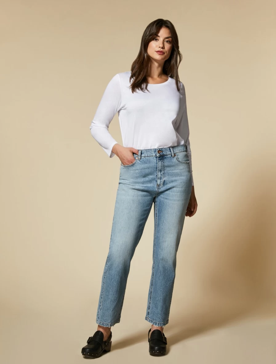 "Marina Rinaldi Women's Ski Blue Comfortable Denim Regular Jeans"