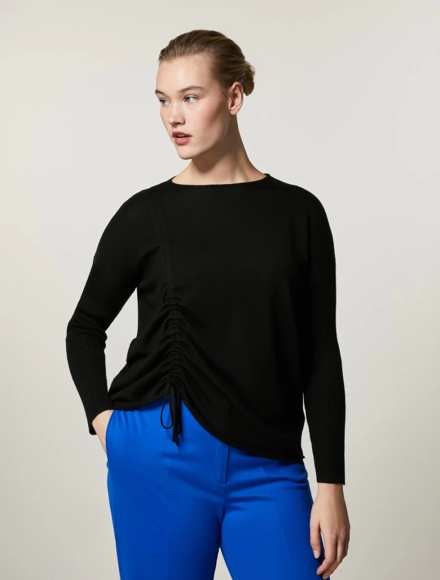 Marina Rinaldi Women's Black Merino Wool-Blend Sweater