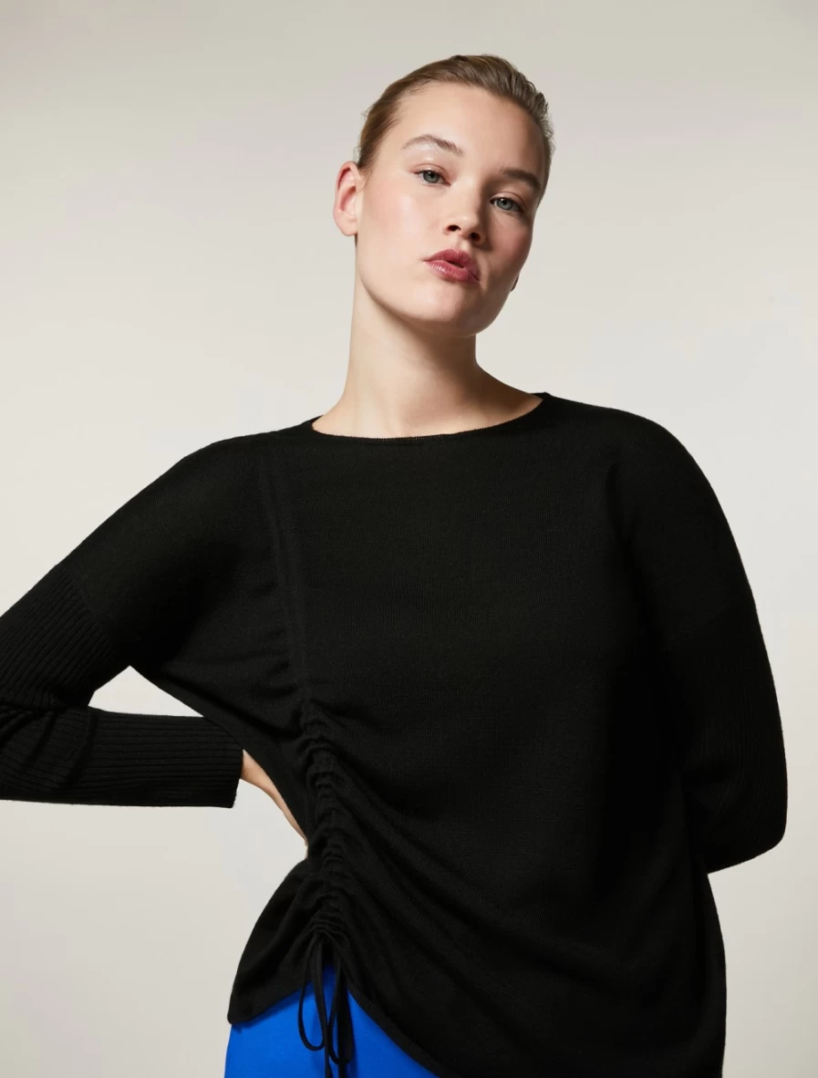 Marina Rinaldi Women's Black Merino Wool-Blend Sweater