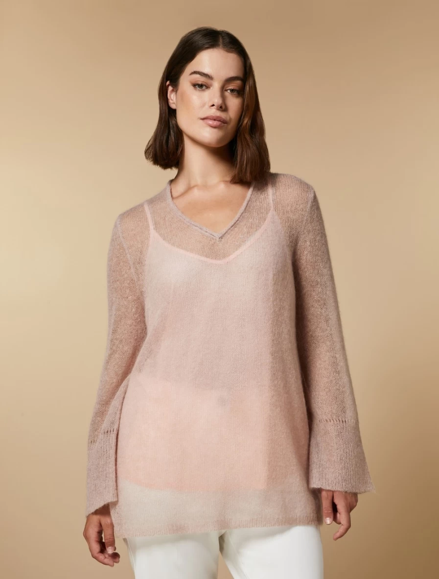 "Marina Rinaldi Women's Pink Mohair & Alpaca Blend Sweater"