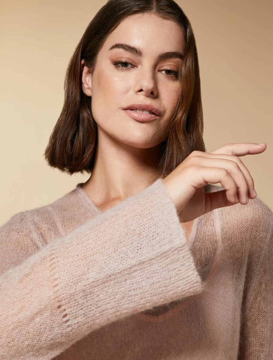 "Marina Rinaldi Women's Pink Mohair & Alpaca Blend Sweater"
