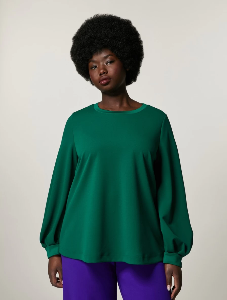 Marina Rinaldi Women's Dark Green Scuba Jersey Crepe Sweatshirt