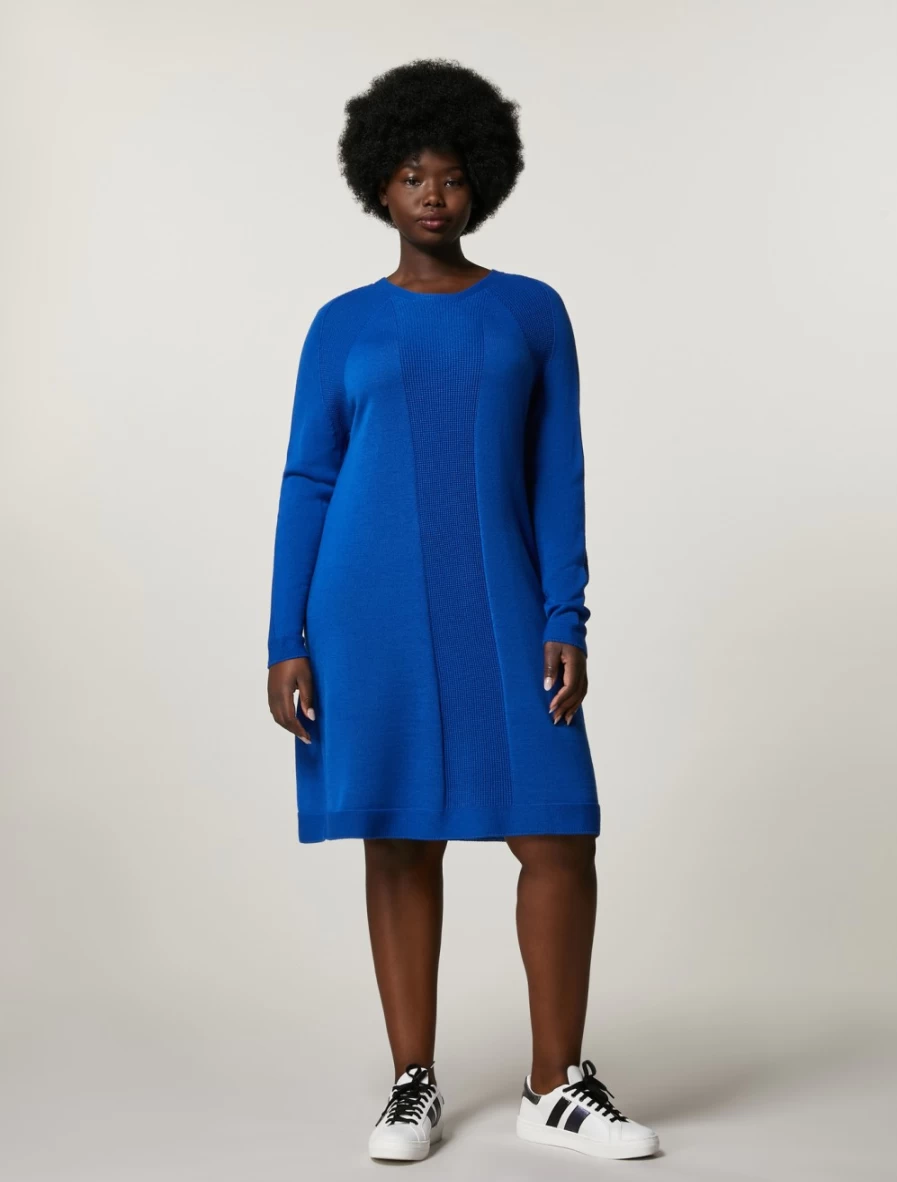 Marina Rinaldi Women's China Blue Merino Wool-Blend Dress