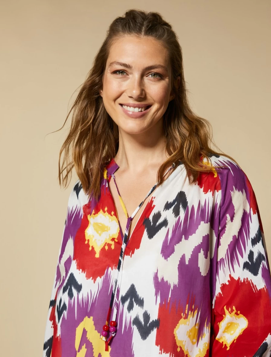 Marina Rinaldi Women's White Printed Muslin Shirt - Elegant Casual Top