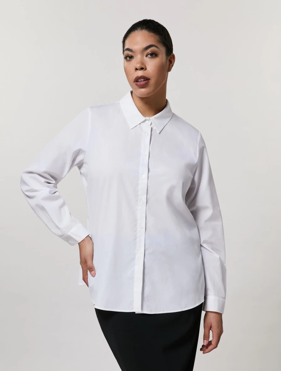 "Marina Rinaldi Women's White Cotton Poplin Shirt"