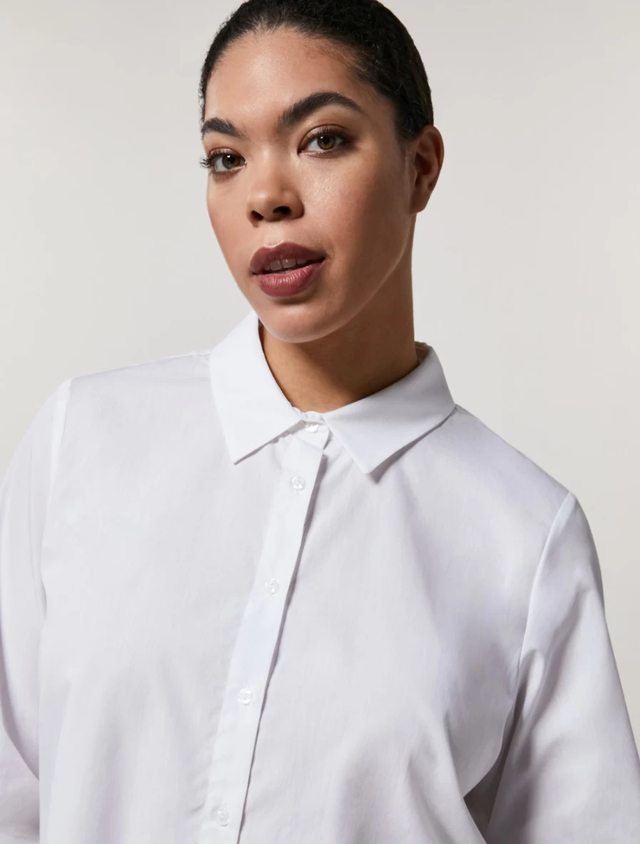"Marina Rinaldi Women's White Cotton Poplin Shirt"
