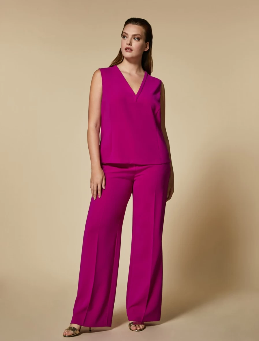 "Marina Rinaldi Women's Fuchsia Triacetate Comfort Trousers – Soft & Stylish"
