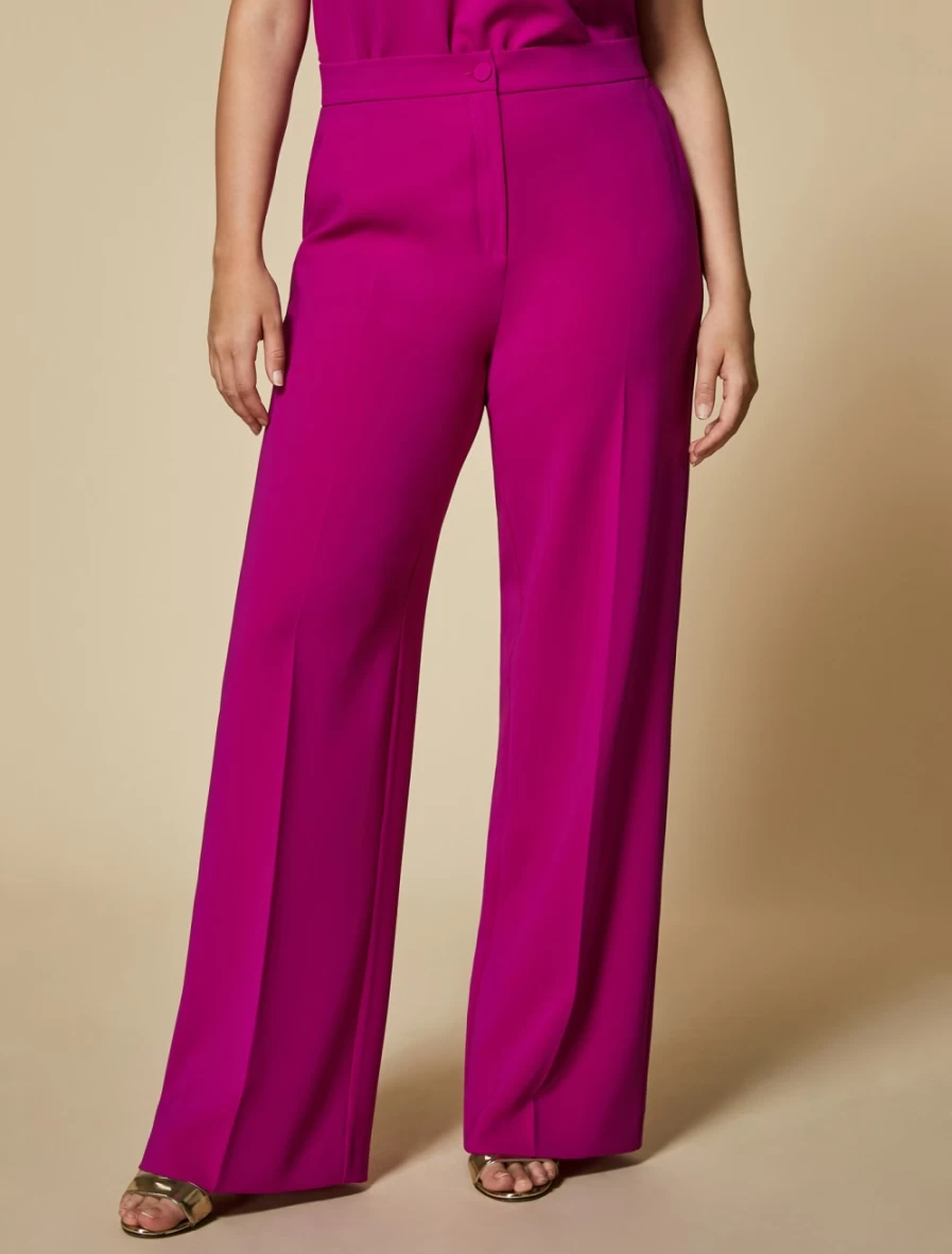 "Marina Rinaldi Women's Fuchsia Triacetate Comfort Trousers – Soft & Stylish"