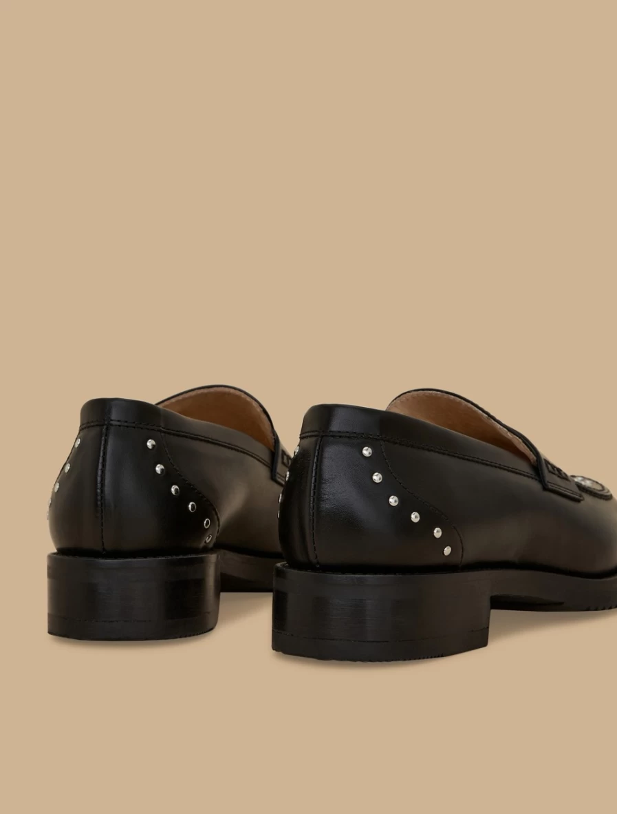 "Marina Rinaldi Women's Black Leather Moccasins – Comfortable & Stylish Slip-On Shoes"