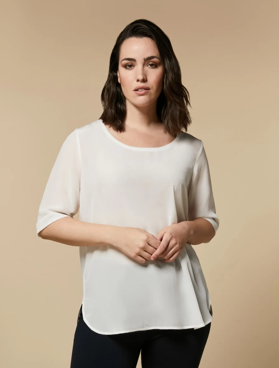 Marina Rinaldi Women's White Silk Crêpe De Chine Blouse