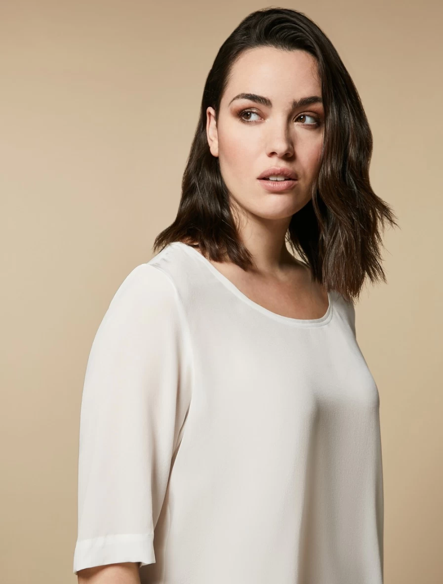 Marina Rinaldi Women's White Silk Crêpe De Chine Blouse