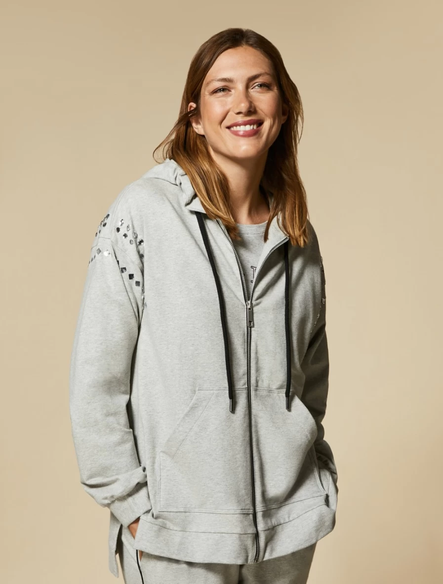 Marina Rinaldi Women's Light Grey Fleece Jacket - Cozy Winter Outerwear