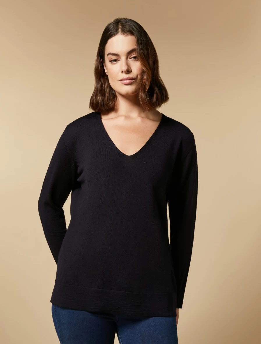 Marina Rinaldi Women's Dark Navy Wool Sweater