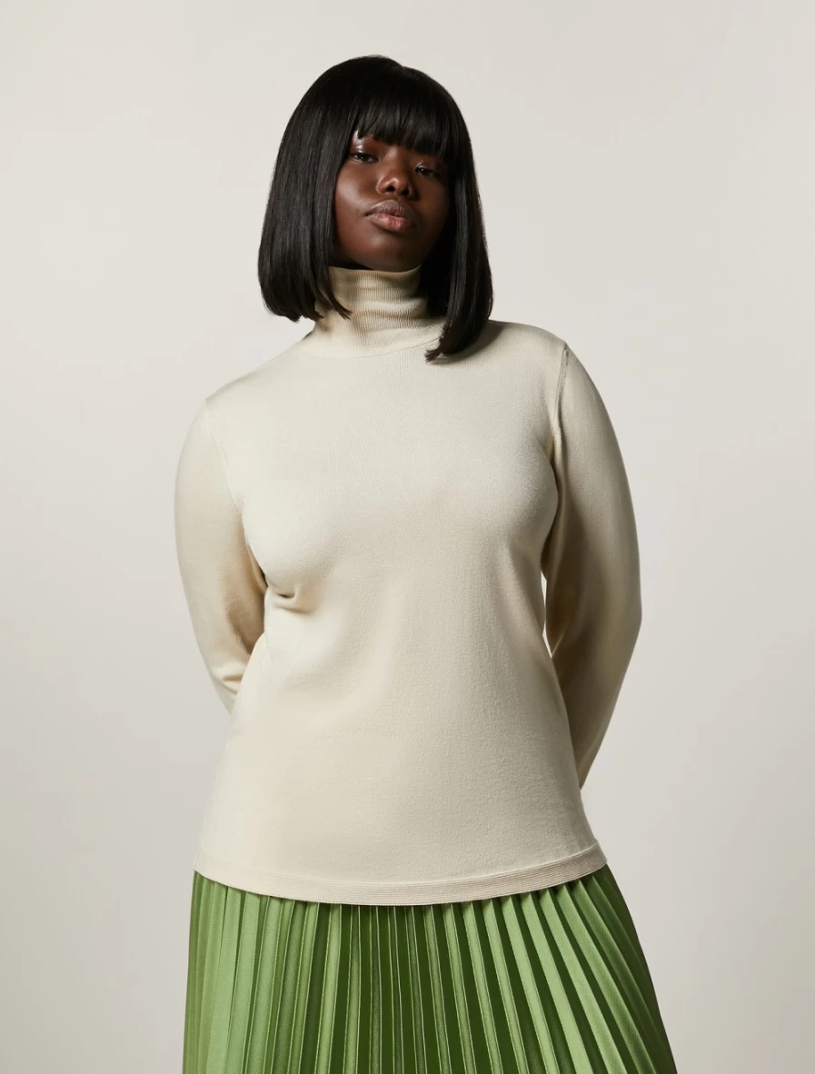Marina Rinaldi Women's Sand Stretch Viscose Sweater - Soft Comfort Knit Top