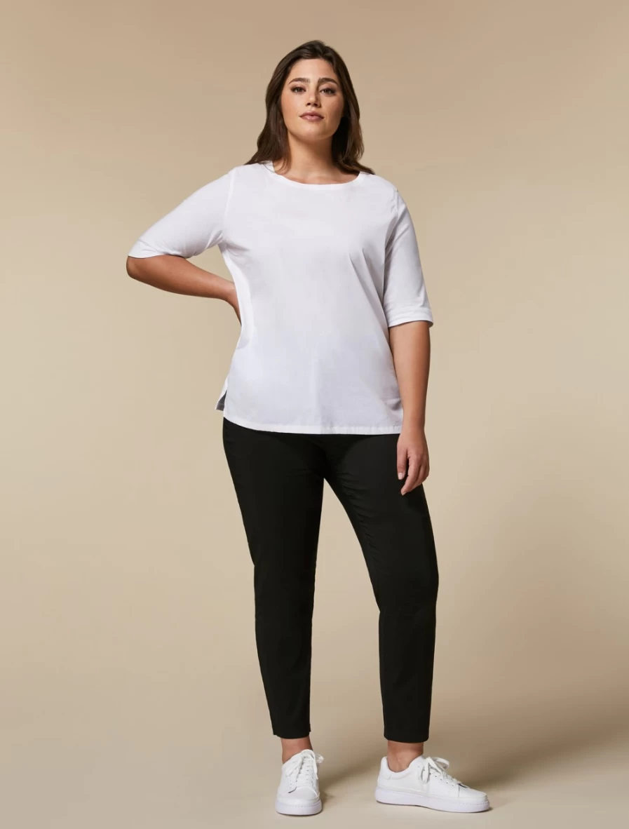 Marina Rinaldi Women's Black Cotton Poplin Trousers