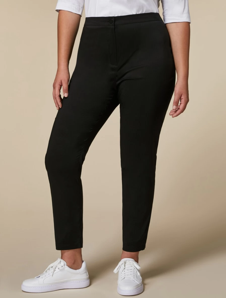 Marina Rinaldi Women's Black Cotton Poplin Trousers